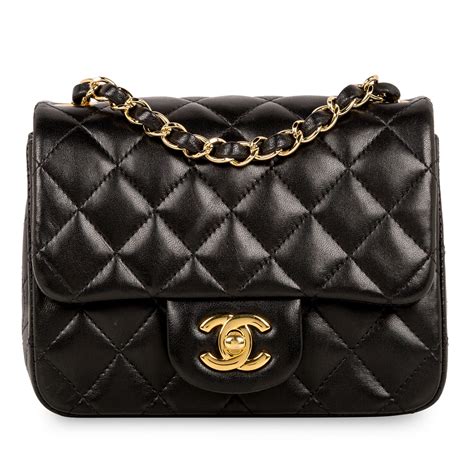 chanel black caviar square mini|Mini classic handbag, Lambskin & gold.